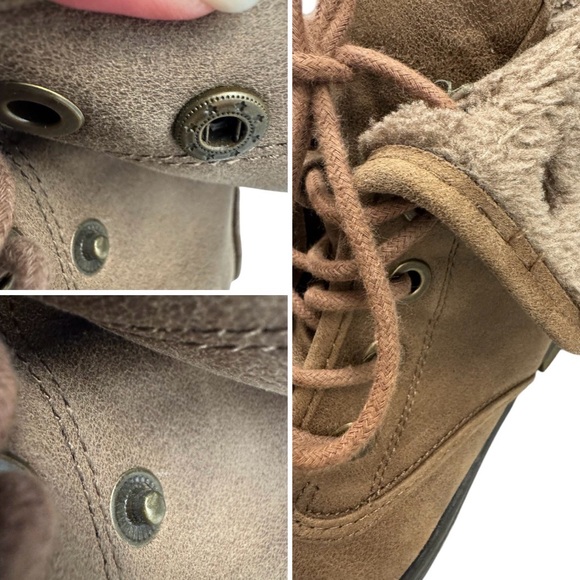 Self Esteem Tan Lace-Up Faux Fur Ankle Trim Boots Size 7 - Picture 10 of 10